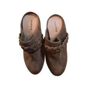 Torrid Brown Braided Faux Suede Block Heel Mules 17551829 Womens 7.5WW